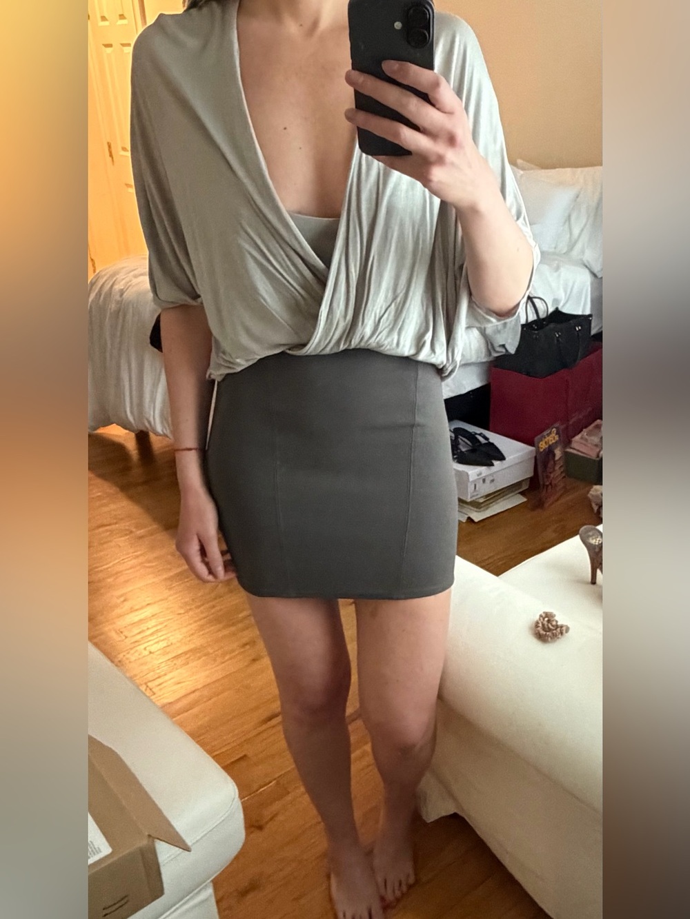 Helmut Lang Gray Bodycon Mini Dress
